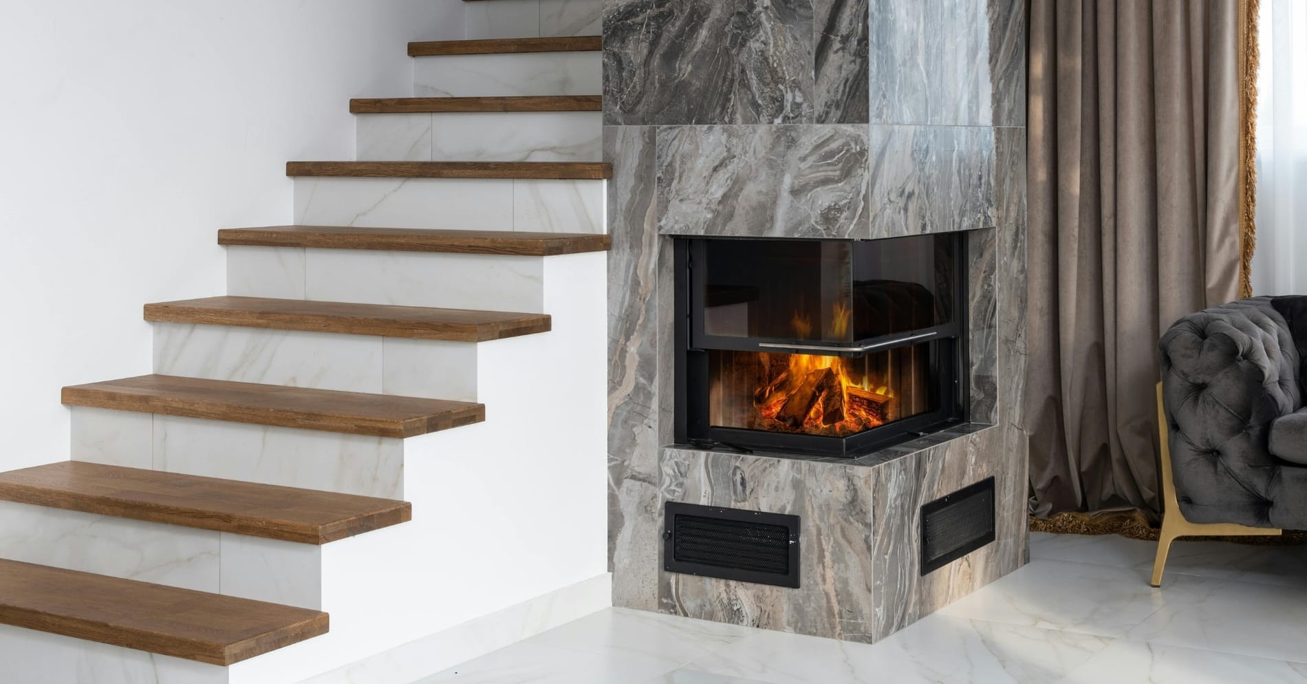 Porcelain fireplace tiles
