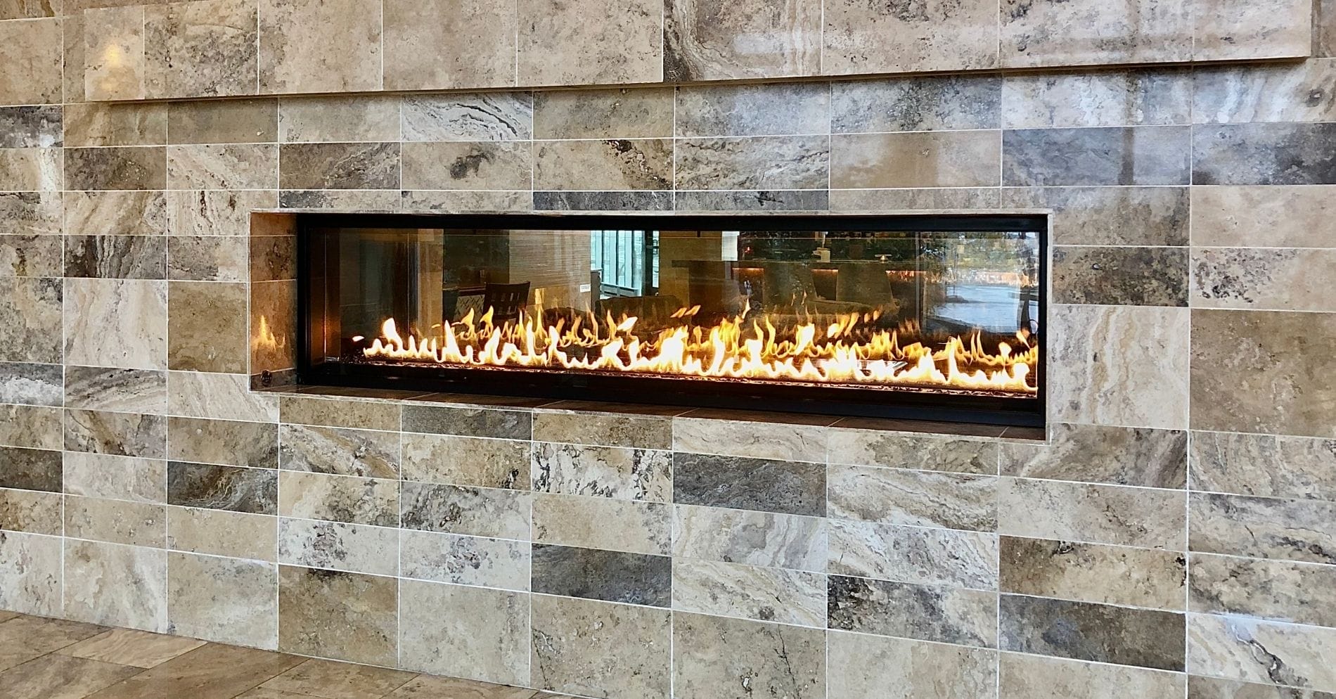 Close up of an indoor gas fire